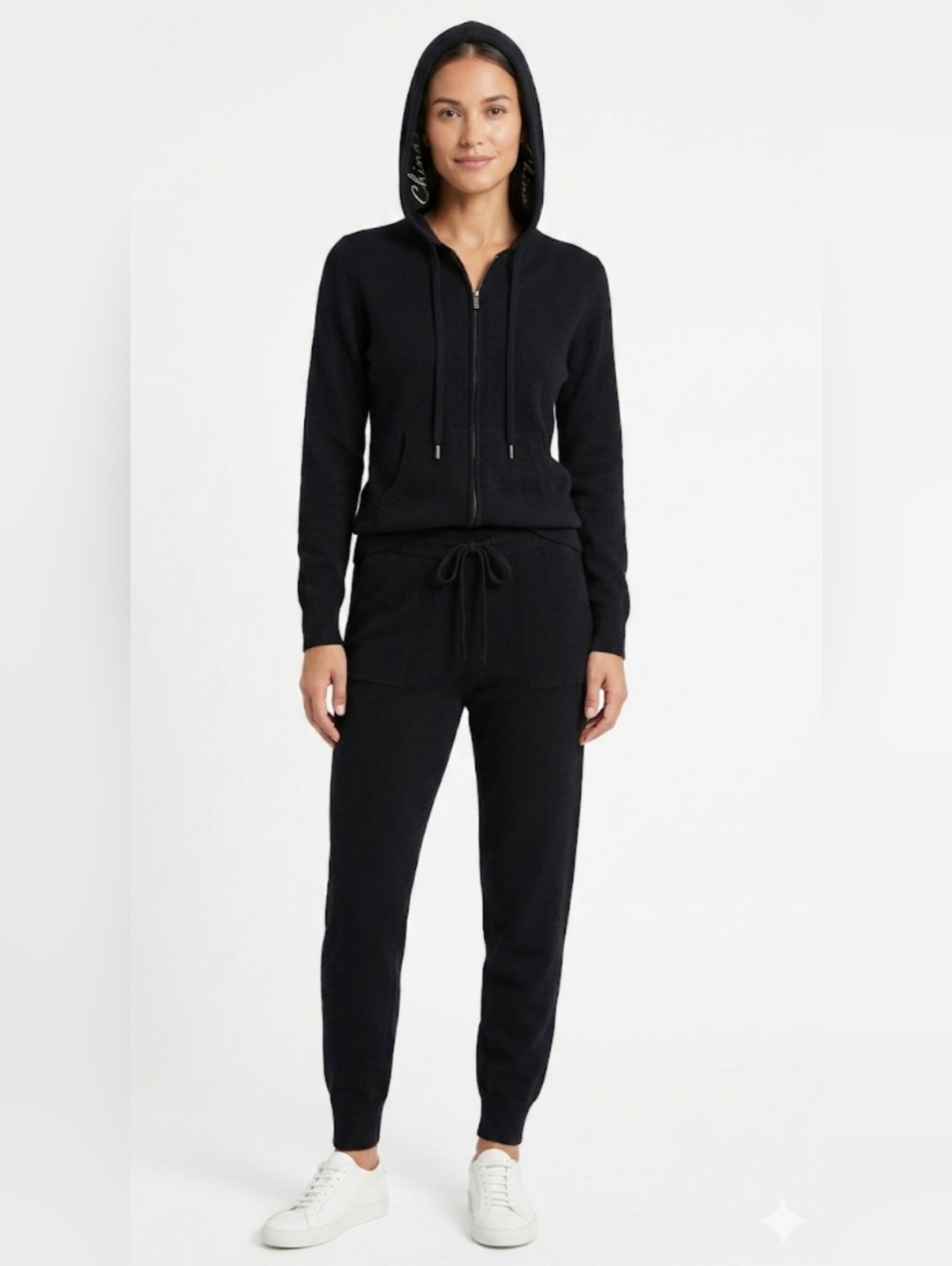 C By Bloomingdale's Black Hoodie & Joggers Set, Size S